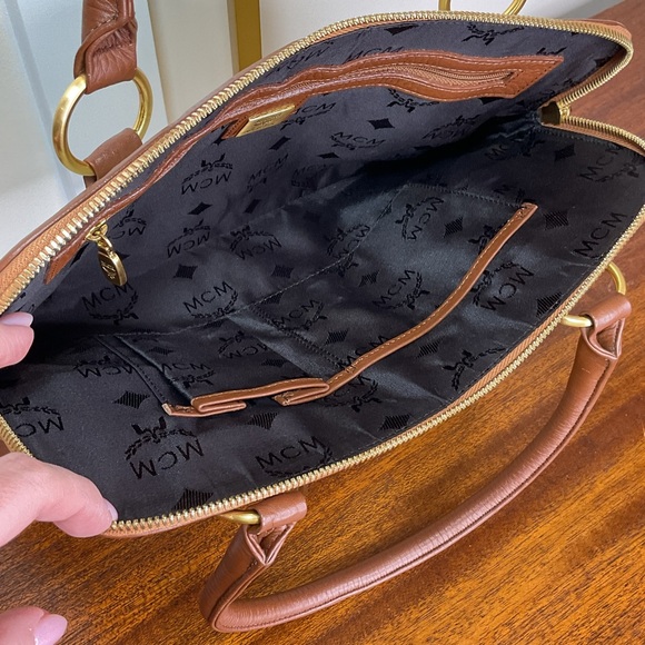 MCM Vintage Leather Trim and Mint Green Satchel - Picture 9 of 15